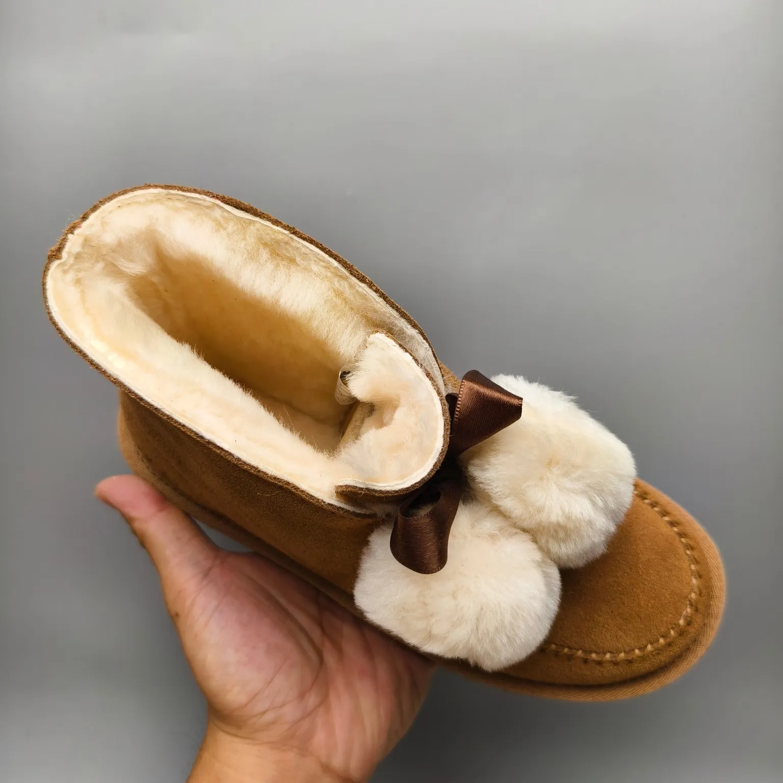 💰560 UGG sheepskin all-in-one snow boots 3517 double fur ball Kailin casual shoes Color: Maroon Sand Matching size: 35-40